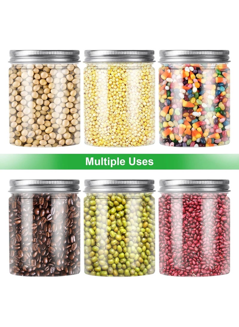 6Pcs زجاجات PET شفافة فارغة شفافة بغطاء من الألومنيوم الملولب 250 مل من عبوات بلاستيكية صغيرة قابلة لإعادة التعبئة لعيّنة من مساحيق الزيوت العطرية كريمات ومراهم المكياج - Image 5